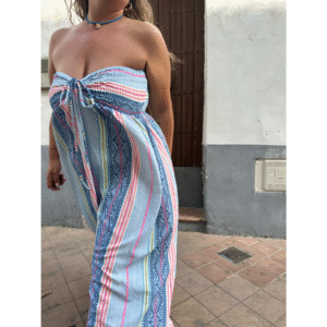 Vestido celeste a rayas
