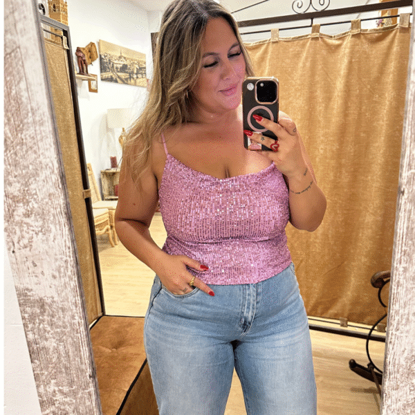 Top lentejuelas malva