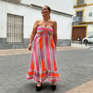 Vestido rayas fluor