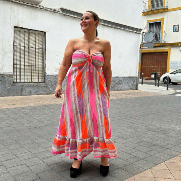 Vestido rayas fluor