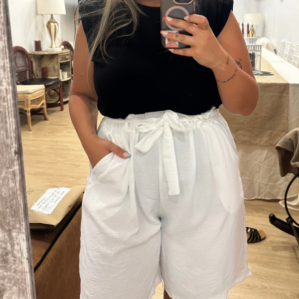 Pantalon corto  fluido blanco
