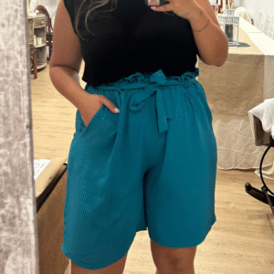 Pantalon corto fluido azul petroleo