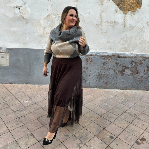 Falda  elastica marron