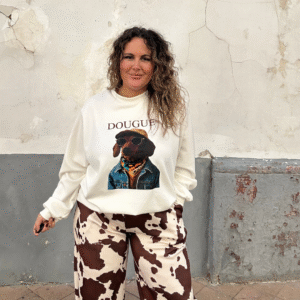 Diseño sin título (73) (1) Sudadera Teckel blanca