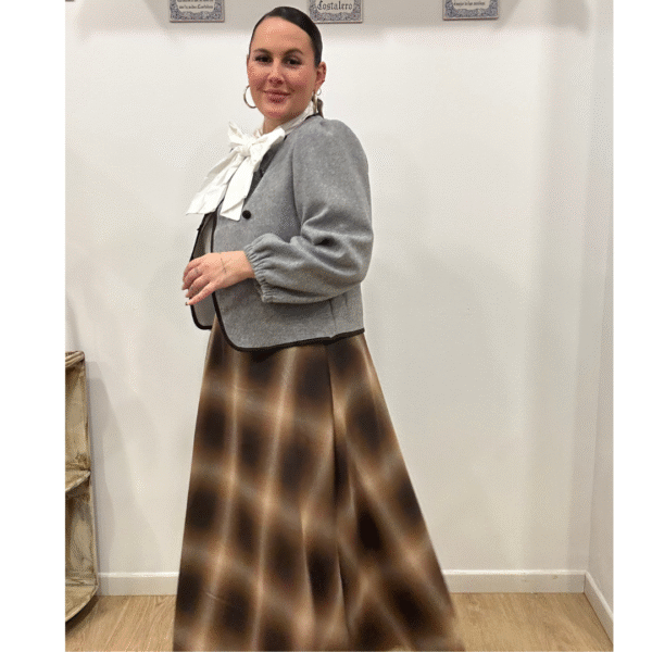 Falda estampada marron