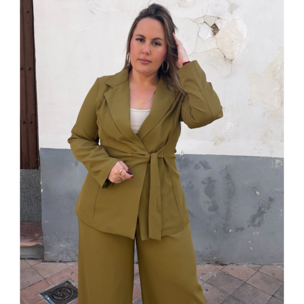 Chaqueta traje cruzada verde