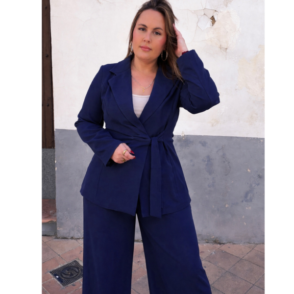 Chaqueta traje azul marina cruzada