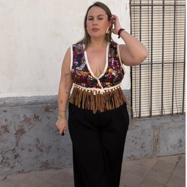 Top/chalequillo lentejuelas