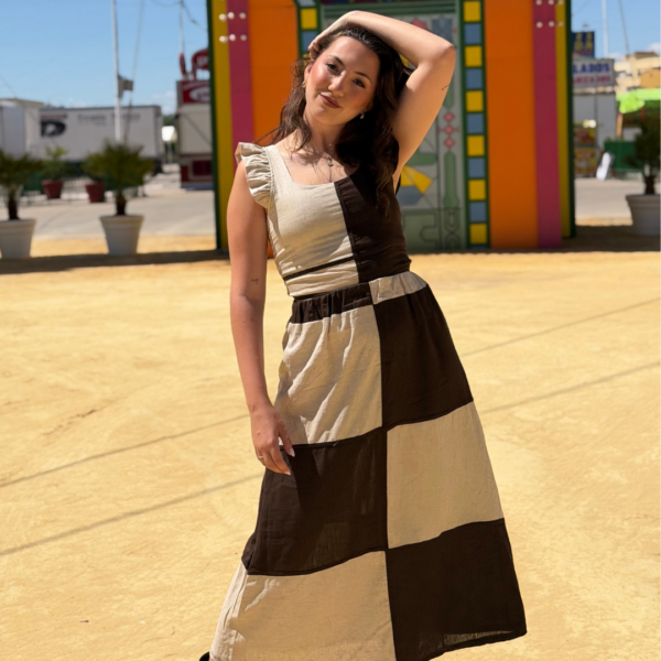 Falda marron y beig