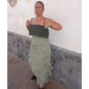Falda volantes caqui