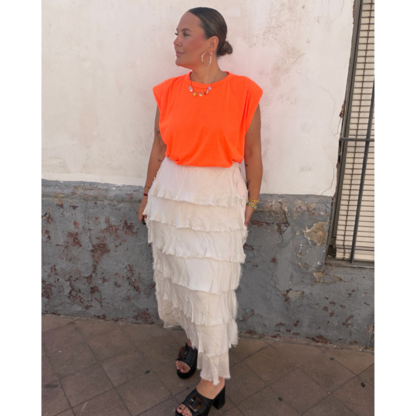 Falda volantes beig