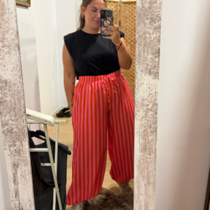 Pantalon fluor naranja y rosa