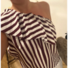 Camisa  volante rallas burdeo