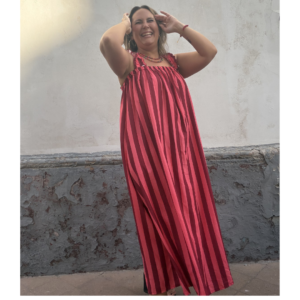 Vestido rayas rosa y frambuesa