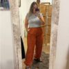 Pantalon naranja y gris vichy
