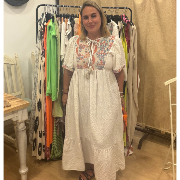 Vestido Vichy bordado