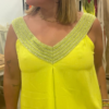 Vestido verde escote brillo