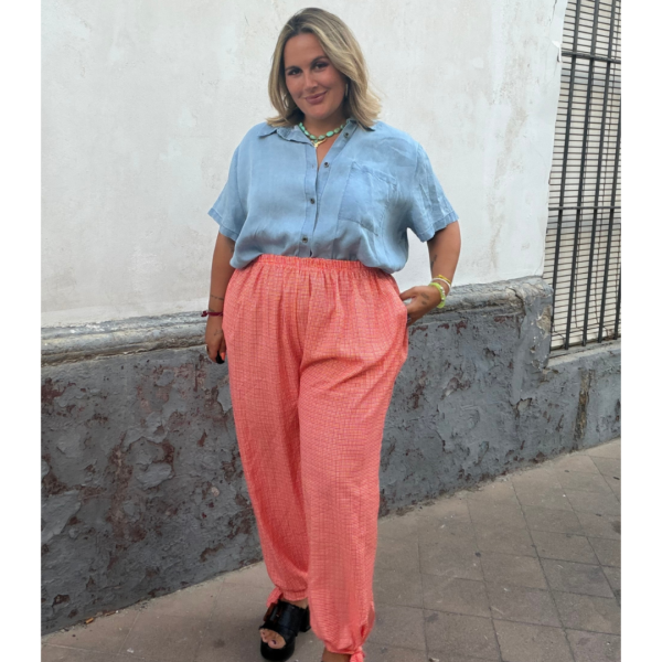 Pantalon cuadros naranja