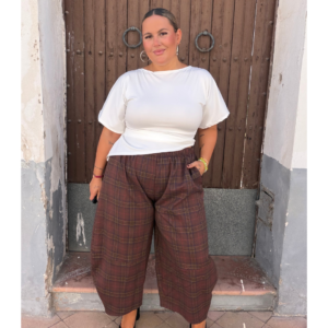 Pantalon vichy cuadros marron