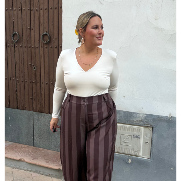 Pantalon rayas tonos marrones