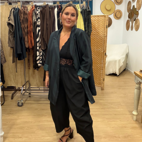 Blazer rallas verde y negra