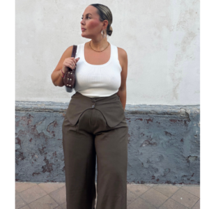Pantalon doble boton camel