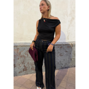 Pantalon vaquero rayas gris y negra