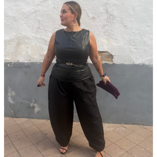 Pantalon mil rallas negro